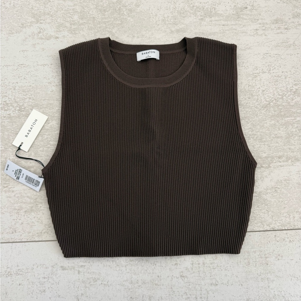 Aritzia Dark Brown Ribbed Crop Top